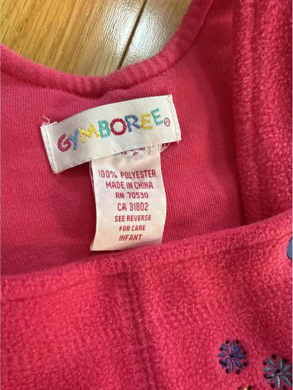 Vintage Gymboree Rainbow Tag Fleece Jumper Dress with Floral Embroidery